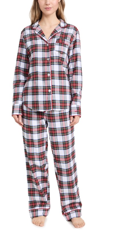 Petite Plume Balmoral Tartan Pajama Set White