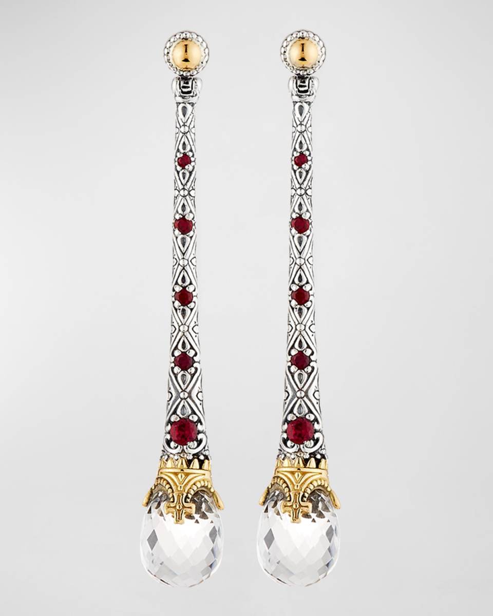 Pythia Linear Corundum & Crystal Drop Earrings
