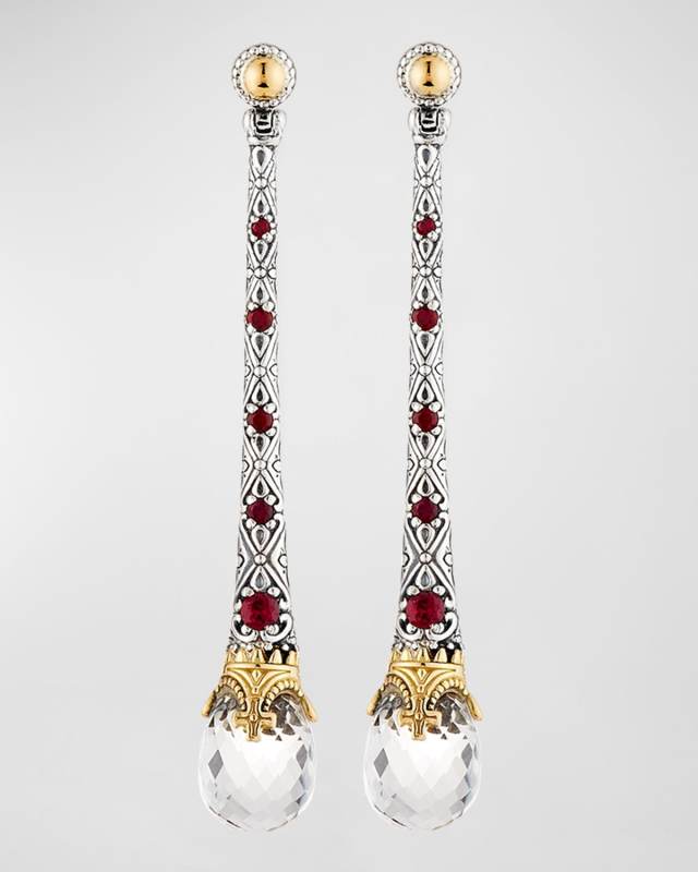 Pythia Linear Corundum & Crystal Drop Earrings