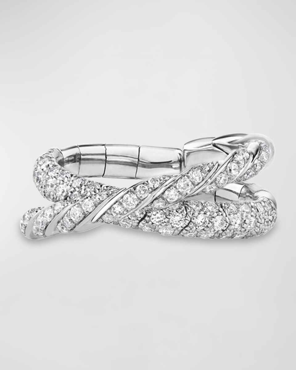 Sculpted Cable Flex 2-Row Ring in 18K White Gold, 16mm