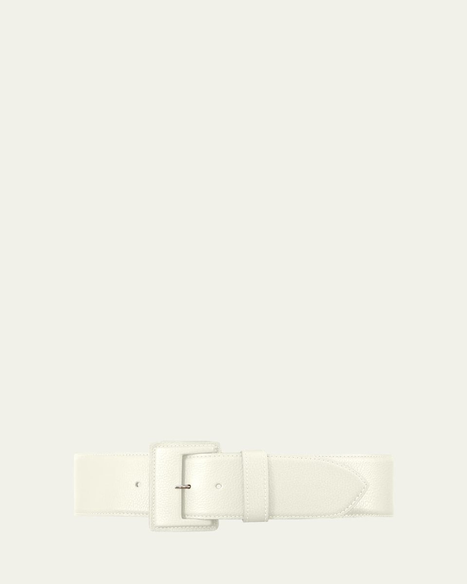 La Merveilleuse Large Pebbled Leather Belt with Covered Buckle