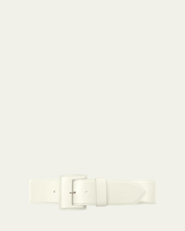 La Merveilleuse Large Pebbled Leather Belt with Covered Buckle