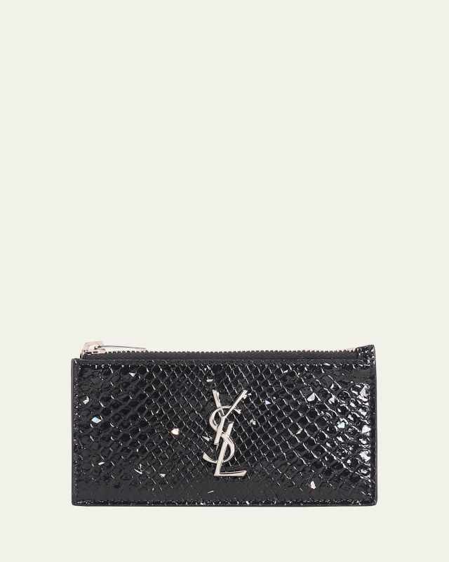 YSL Monogram Ziptop Card Case in Python