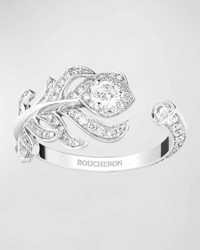 Plume de Paon 18K White Gold Diamond Ring