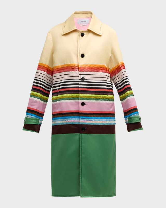 Cassette Stripes Sequin Embellished Car Coat