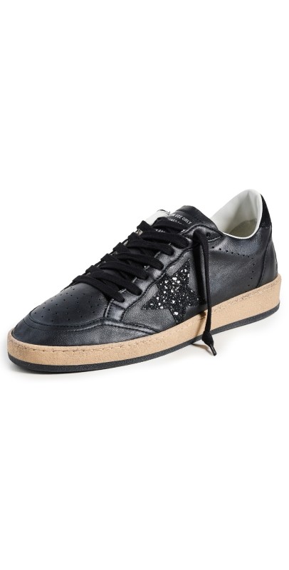 Golden Goose Ball Star Nappa Upper Glitter Star Suede Heel Sneakers Black
