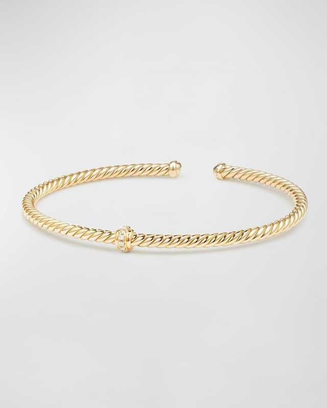 Cablespira 18k Gold Flex Bracelet with Diamond Center Station