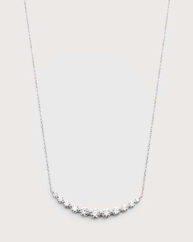 18k White Gold 11 Small Single-Prong Diamond Necklace, 16"L, 1.00tcw