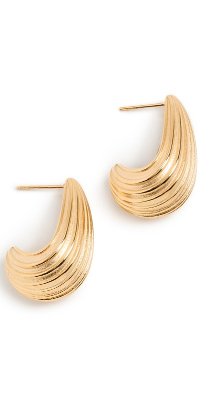Kenneth Jay Lane Gold Thick Ridge Hoops Gold
