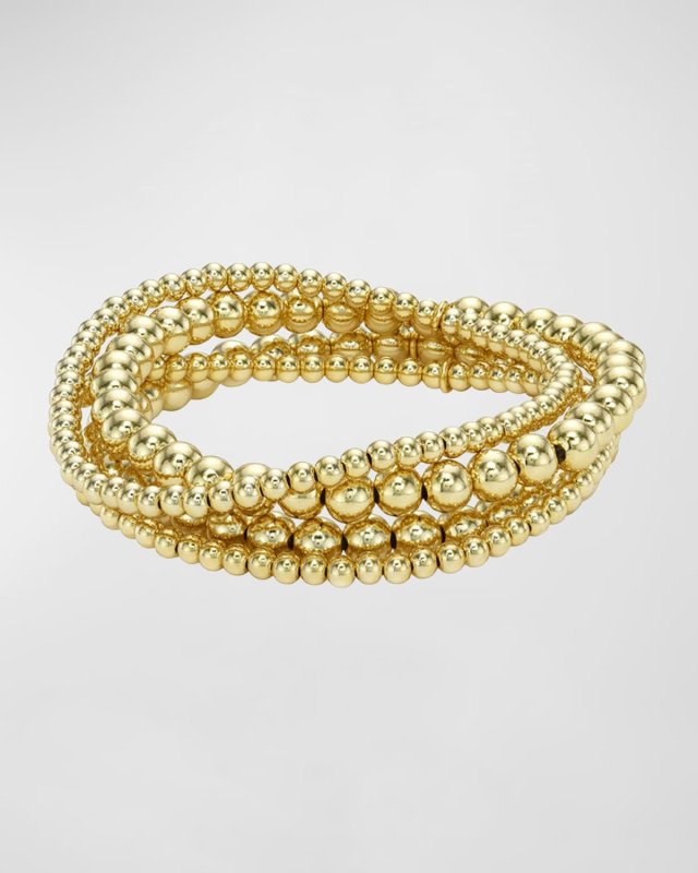 Gold-Fill Bead Bracelet Stack, Set of 4