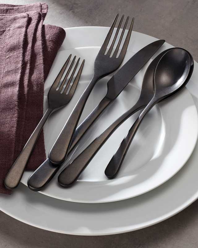 Kenbrook Black Tumbled 20-Piece Everyday Flatware Set