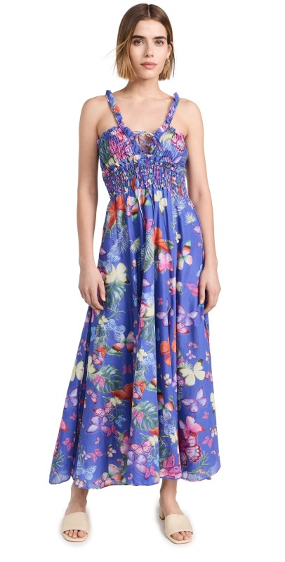 Charo Ruiz Coa Long Dress Blue Borbo