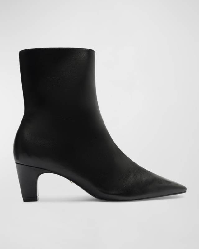 Dellia Leather Kitten Ankle Booties