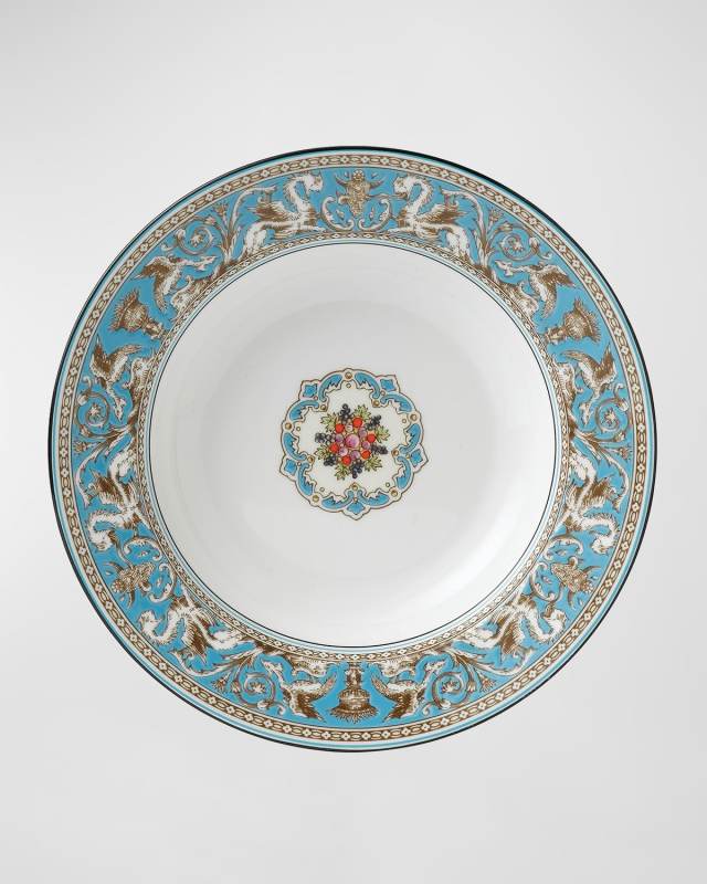 Florentine Turquoise Rim Soup 9"