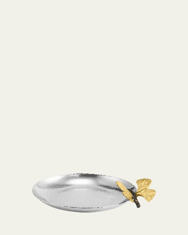 Butterfly Ginkgo Round Trinket Tray