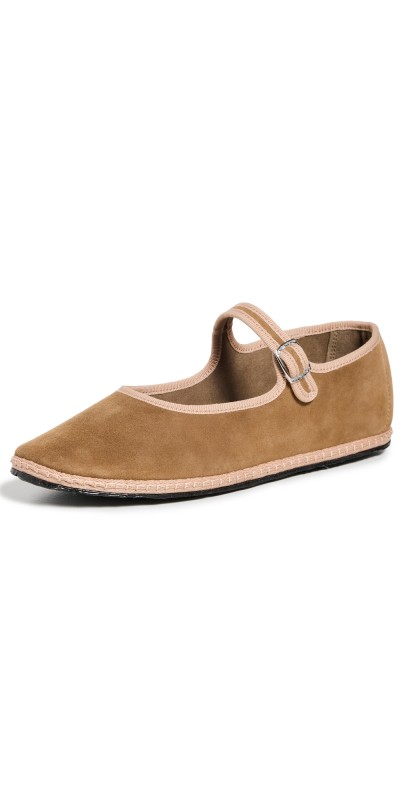 ViBi VENEZiA Mary Jane Suede Furlana Ballet Flats Castagna