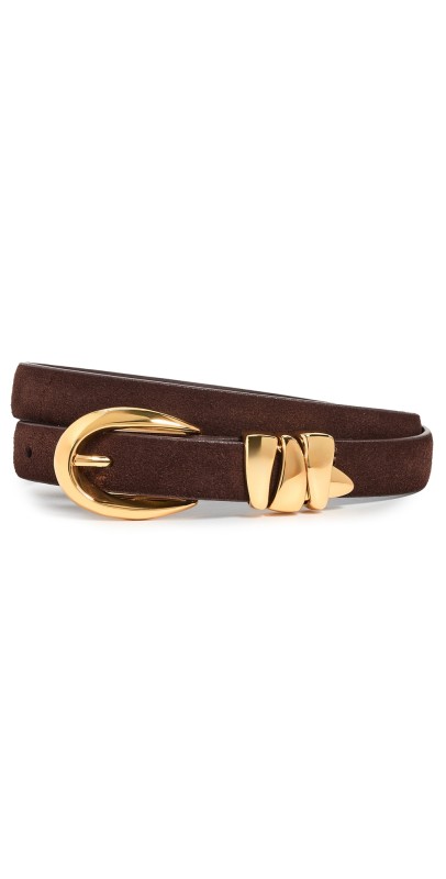 Madewell Triple Metal Keeper Suede Belt Chocolate Raisin Suede