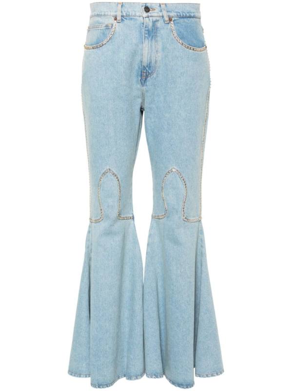crystal-embellished flared jeans