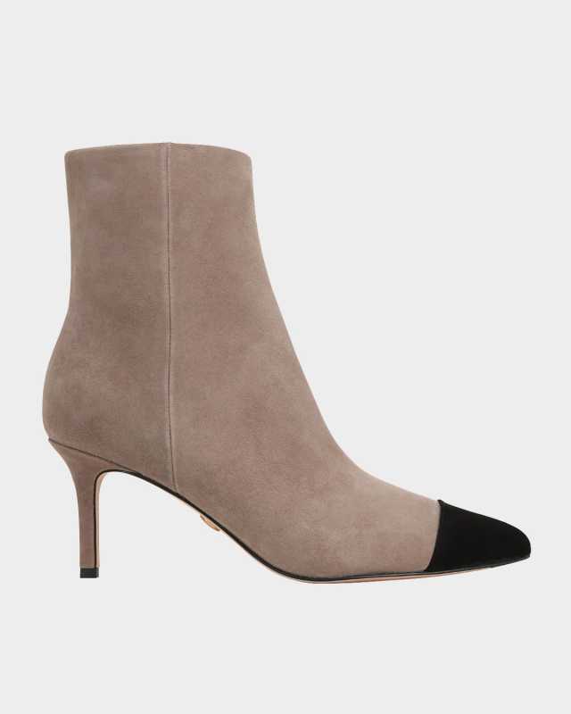 Lisa Suede Cap-Toe Booties