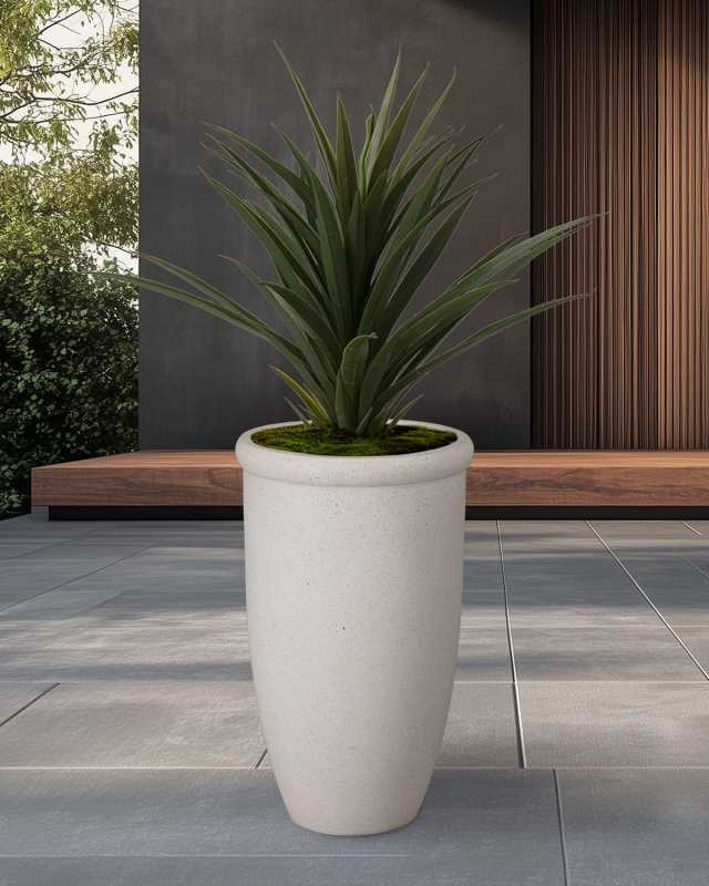 Round Lip Terrazzo White 28" Planter