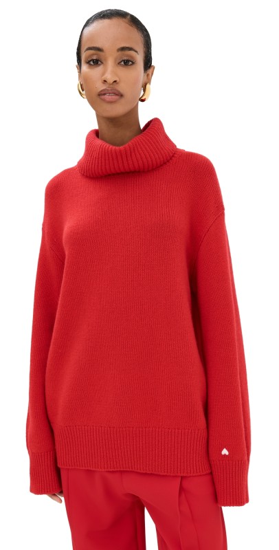 LISA YANG The Holly Cashmere Sweater Poppy Red/Cream