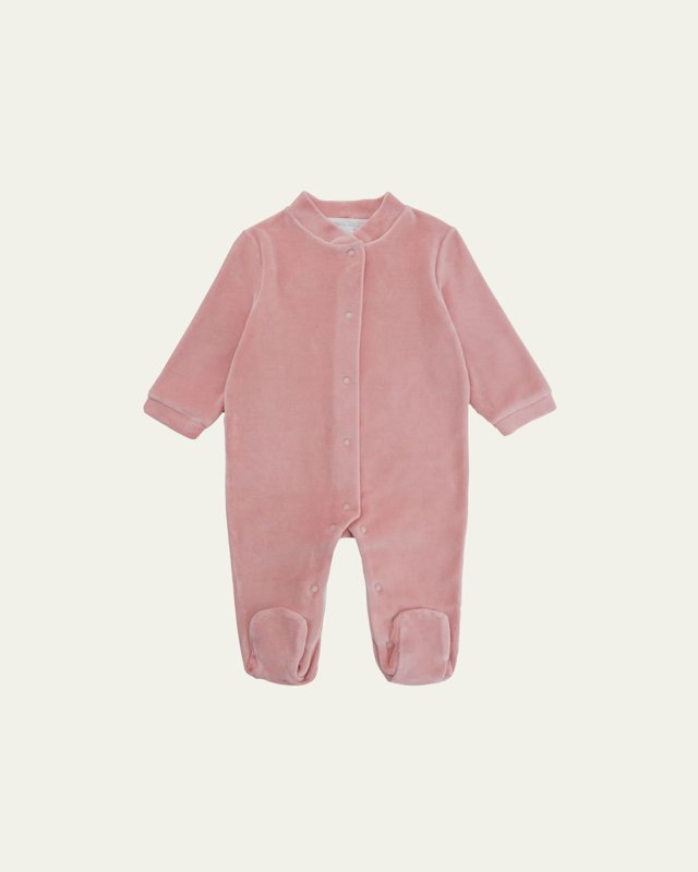 Girl's Velour Golden Angel Wing Footie Pajamas, Size Newborn-