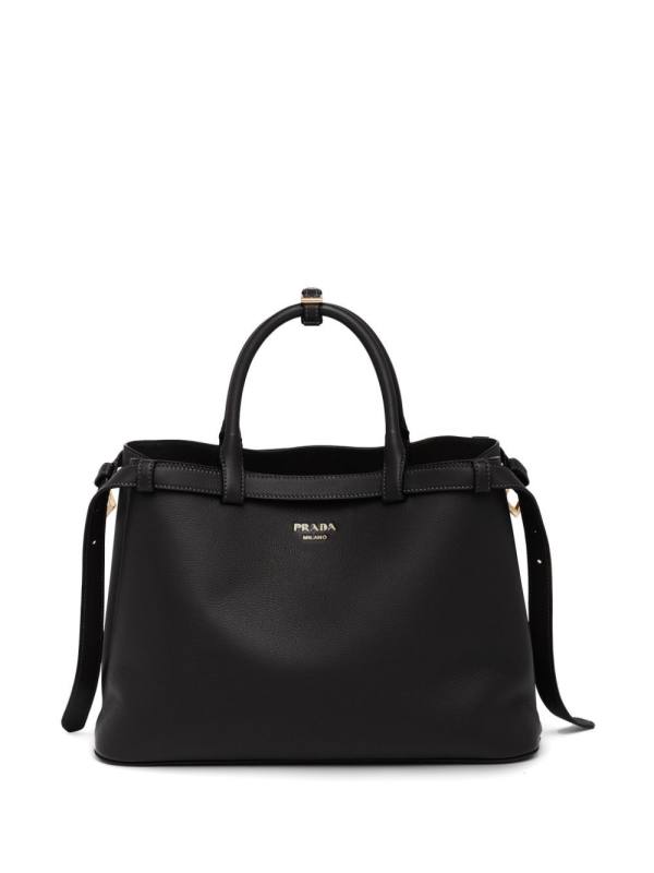 logo-plaque leather tote bag