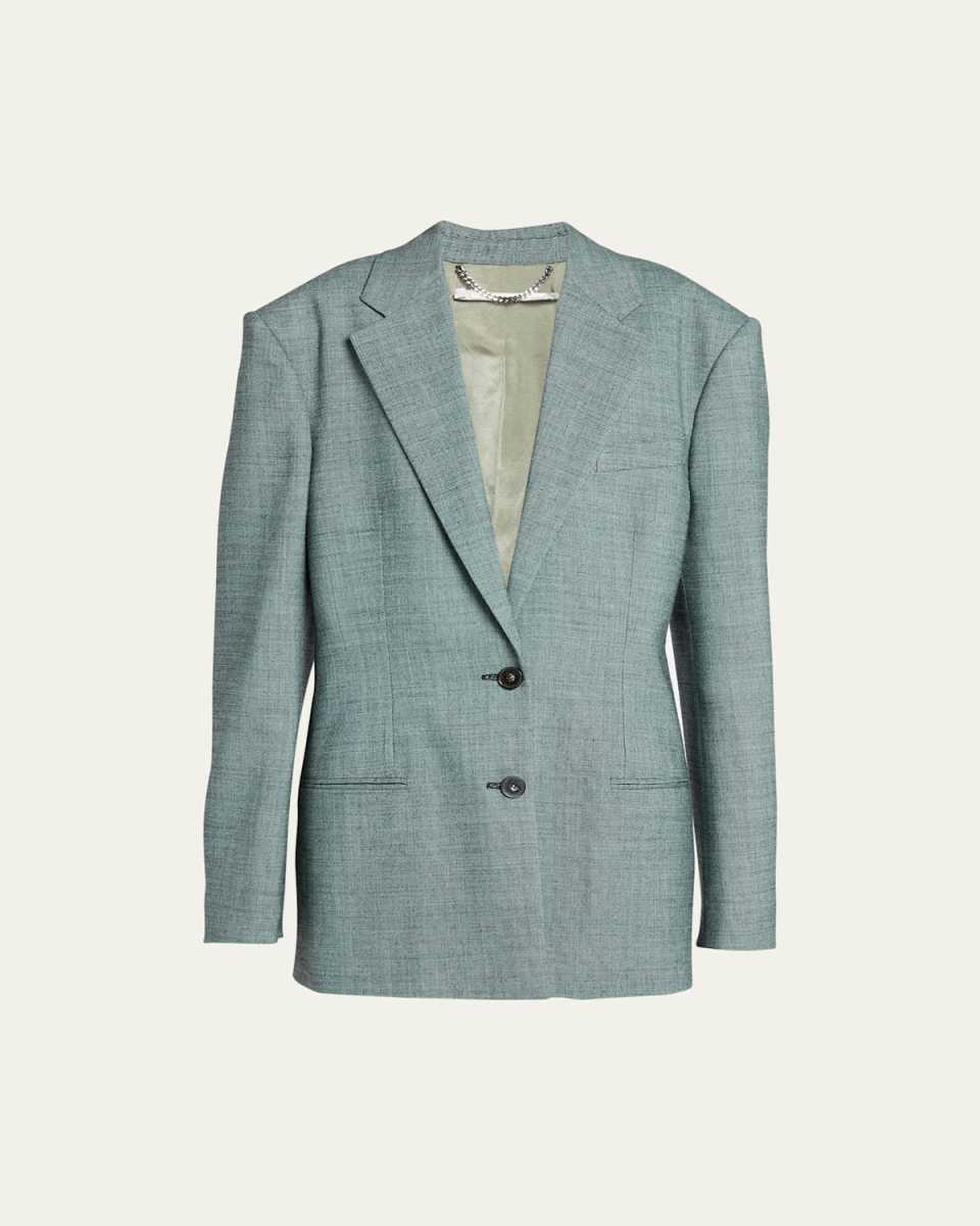 Wool-Blend Single-Breasted Blazer