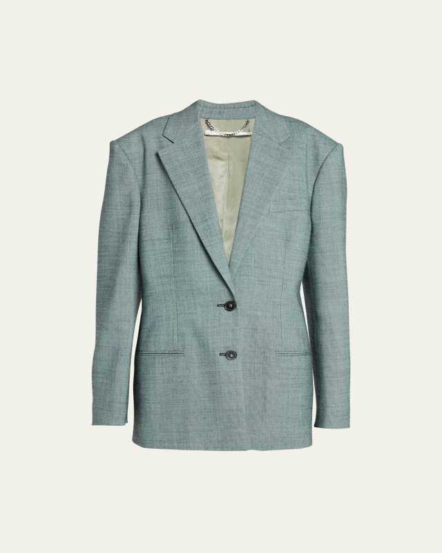 Wool-Blend Single-Breasted Blazer