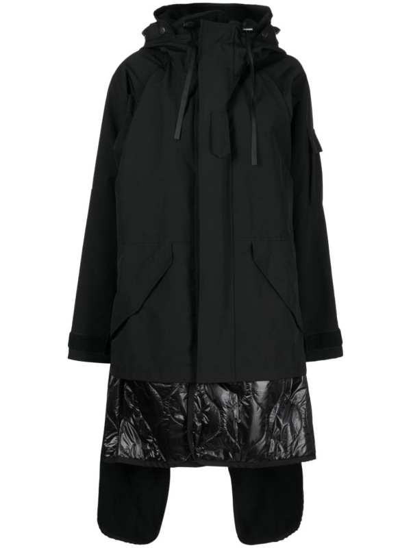 layered hooded parka