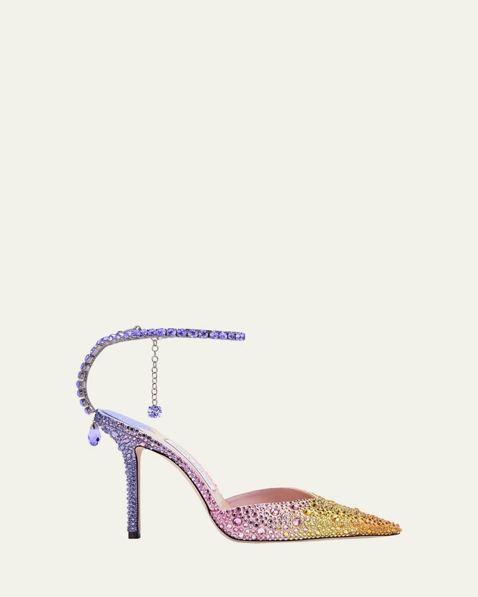 Saeda Ombre Crystal Ankle-Strap Pumps