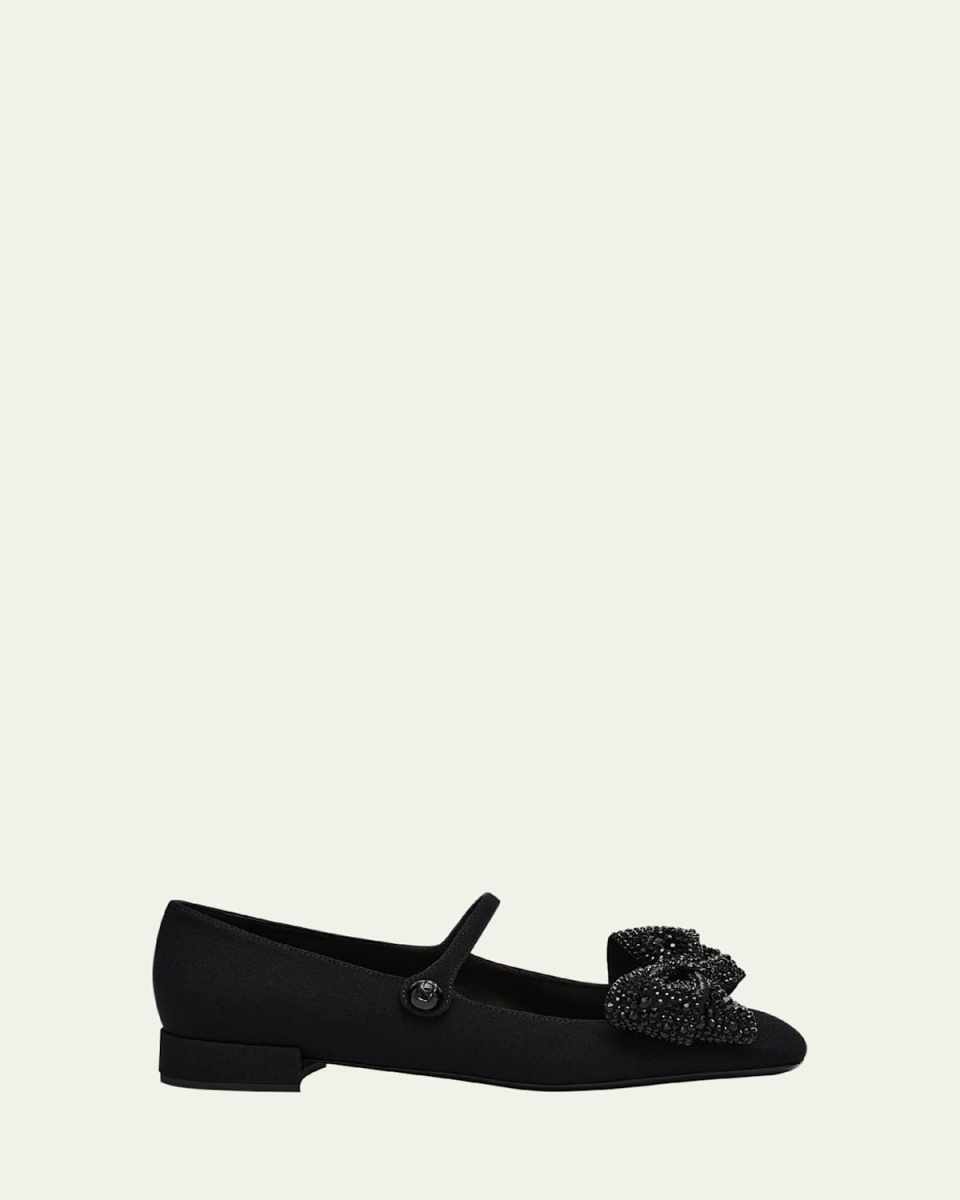 Crystal Bow Mary Jane Ballerina Flats