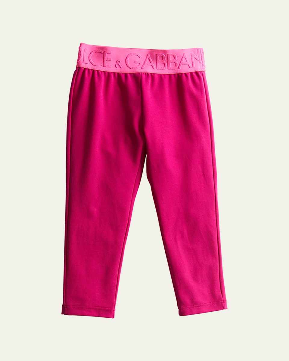 Girl's DG Logo-Waistband Leggings, Size 8-