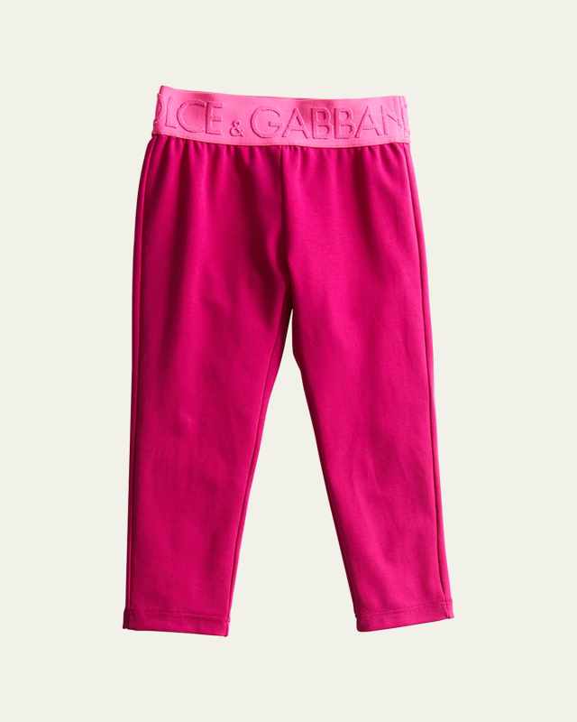 Girl's DG Logo-Waistband Leggings, Size 8-
