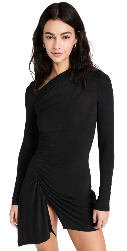 Enza Costa Slash Mini Dress Black