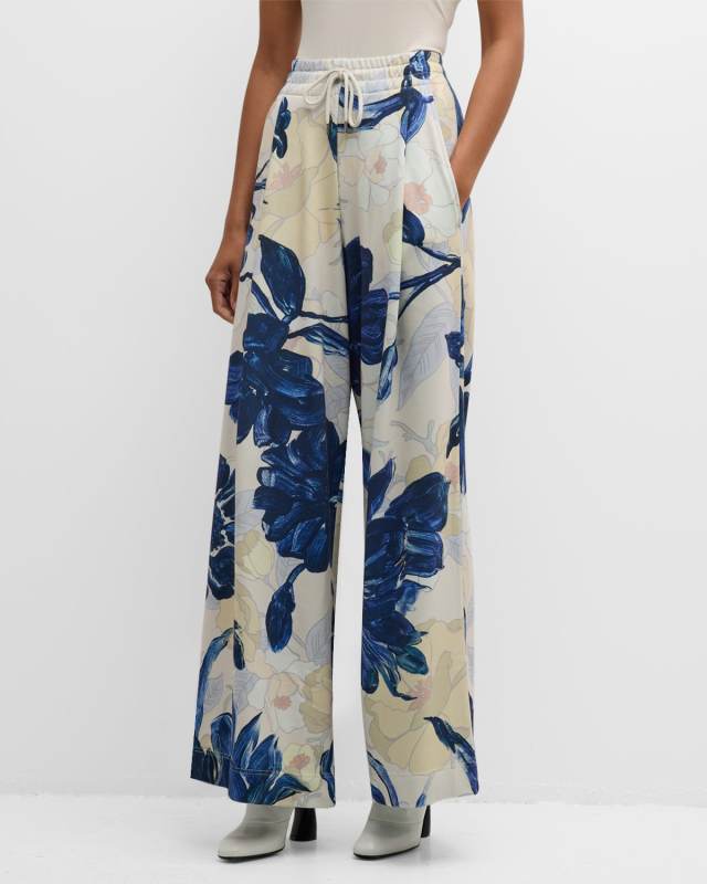 Hadium Floral Drawstring Wide Leg Pants