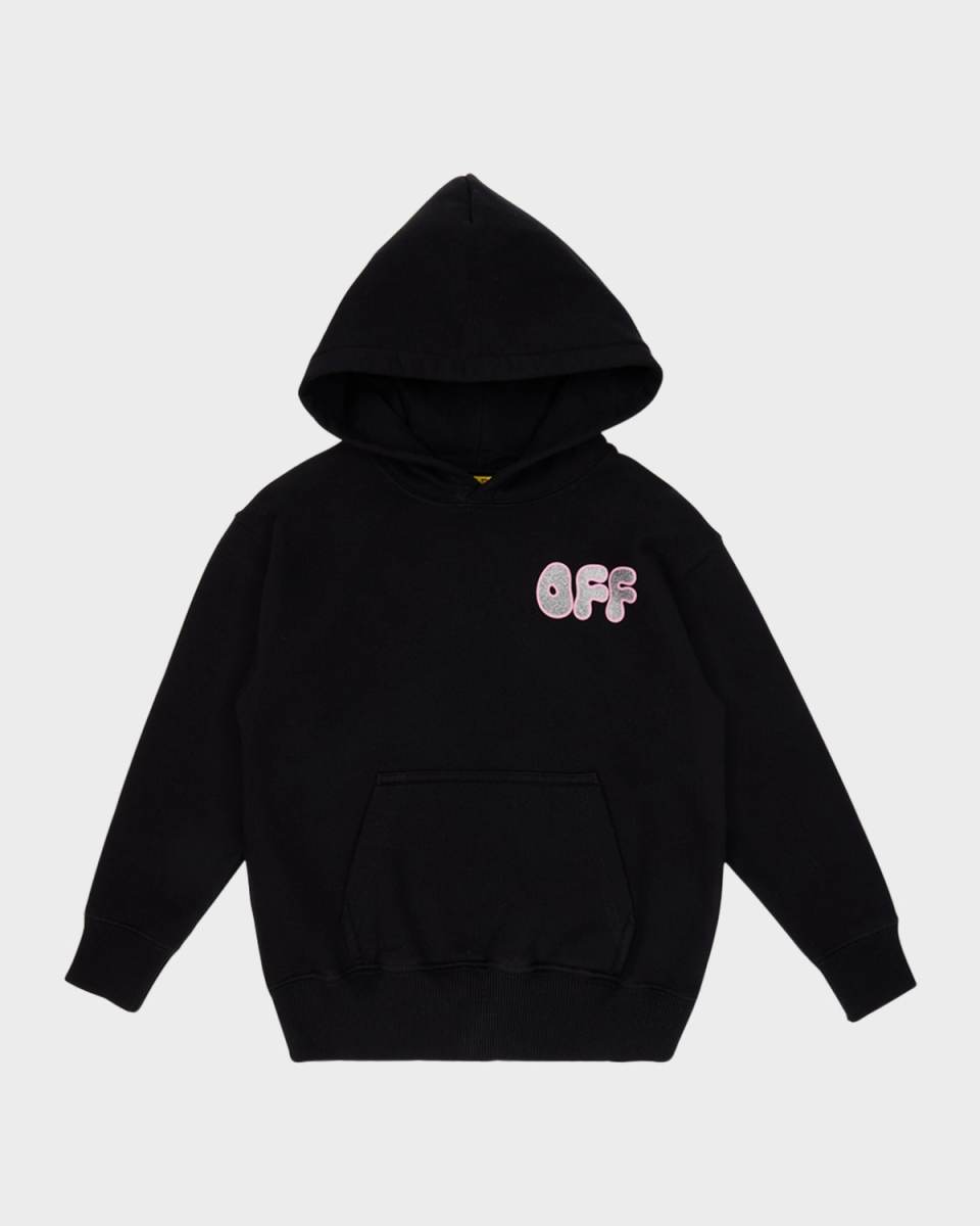 Girl's Glitter Chunky Logo-Print Hoodie, Size