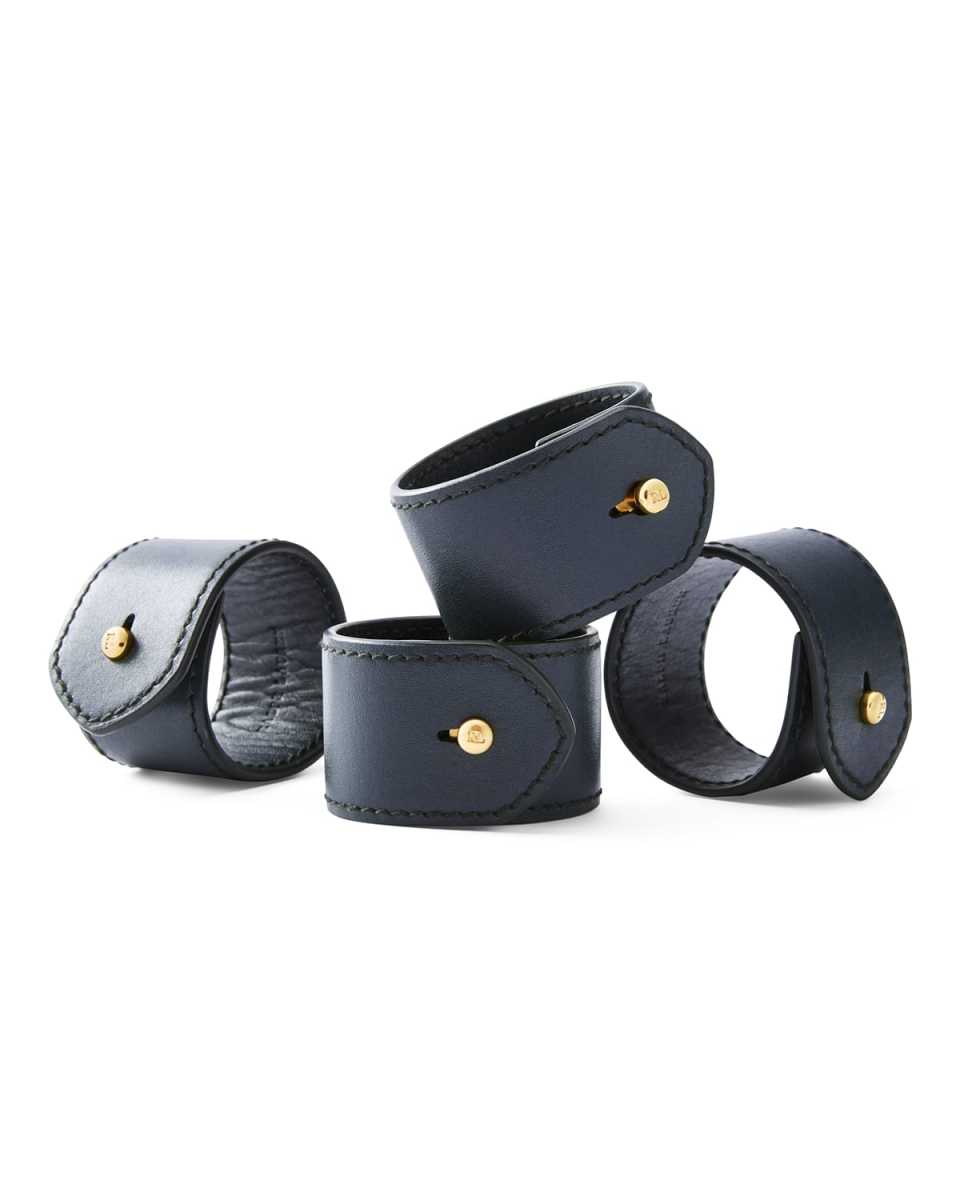 Wyatt Leather Napkin Rings, Set of 4