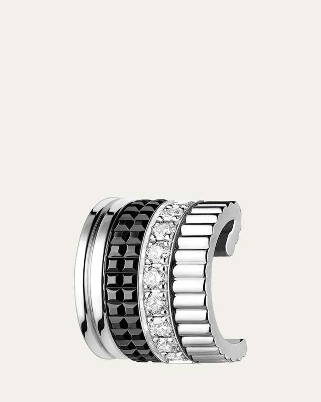 White Gold Quatre Diamond Black Edition Ear Clip, Single