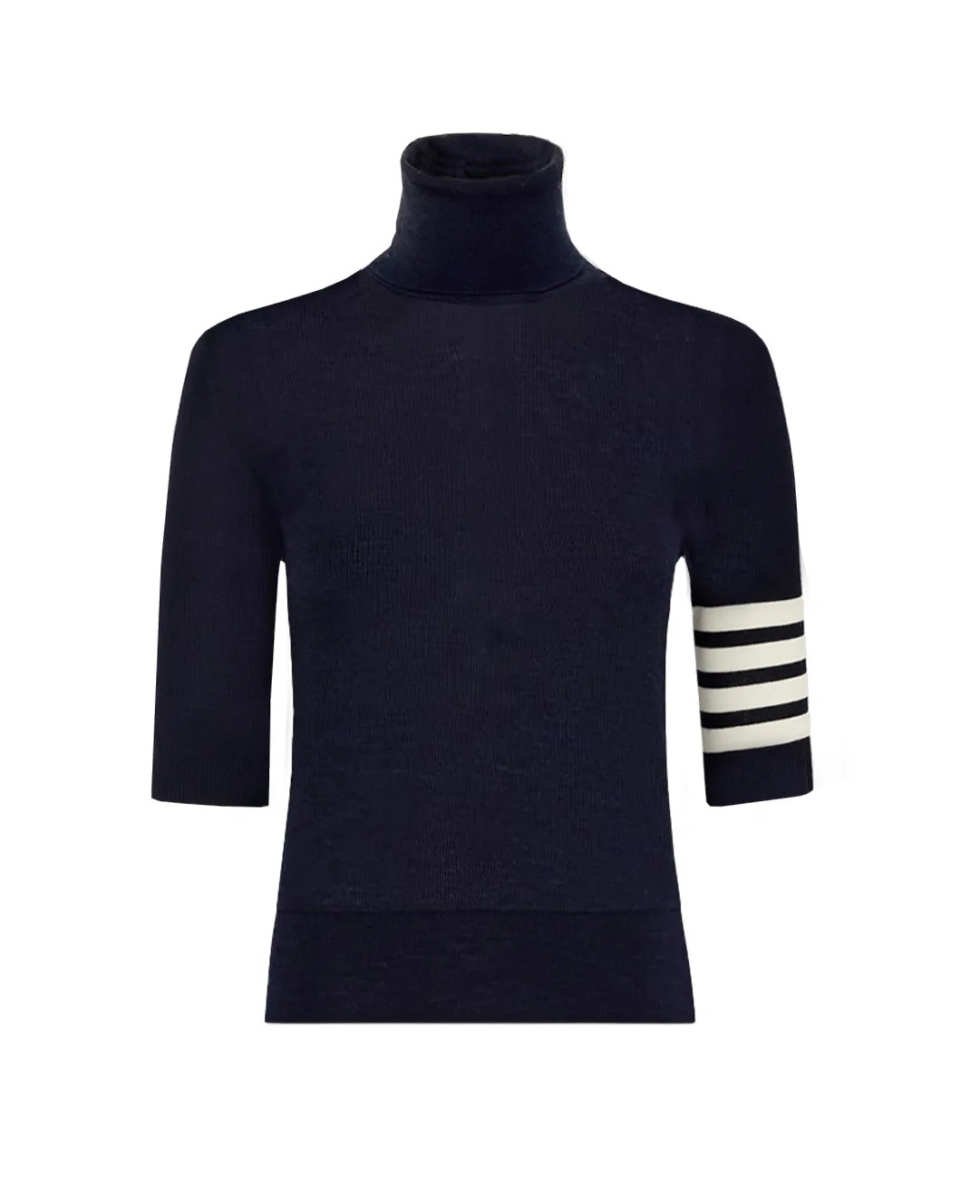 Fine Merino Wool 4-Bar Relaxed Fit Turtleneck