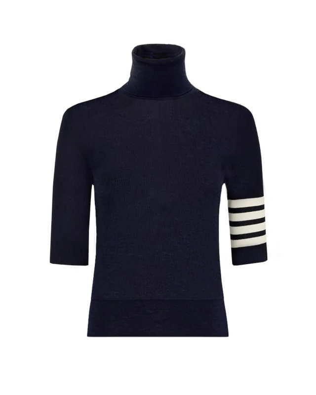 Fine Merino Wool 4-Bar Relaxed Fit Turtleneck