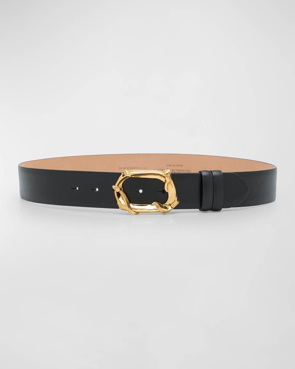 Snake Buckle Leather Belt