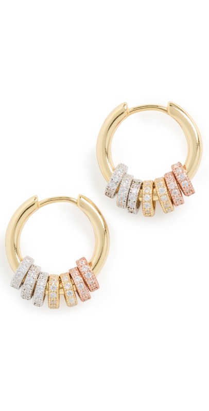 SHASHI Gaia Pave Hoops Gold