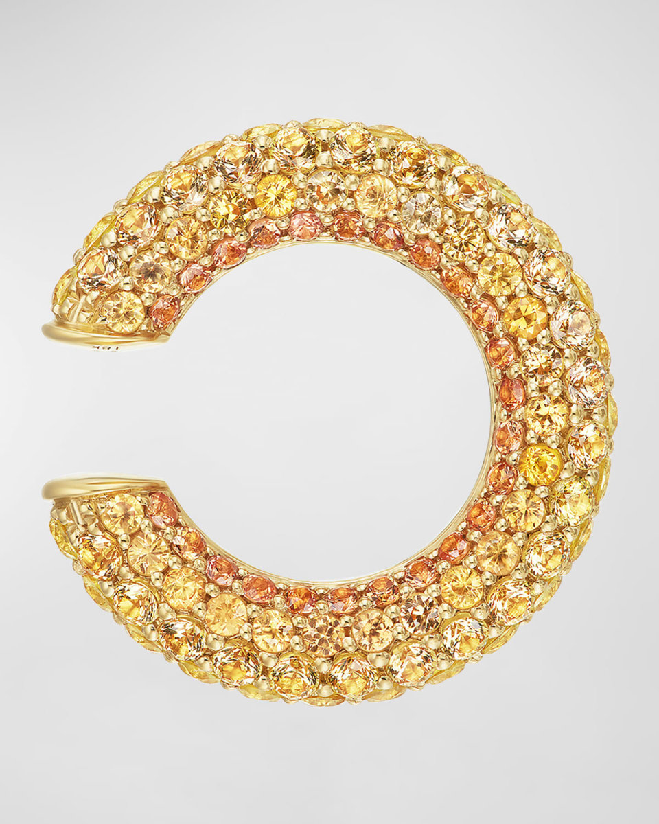 Sunrise 18K Yellow Gold Ombre Sapphire Ear Cuff, Single