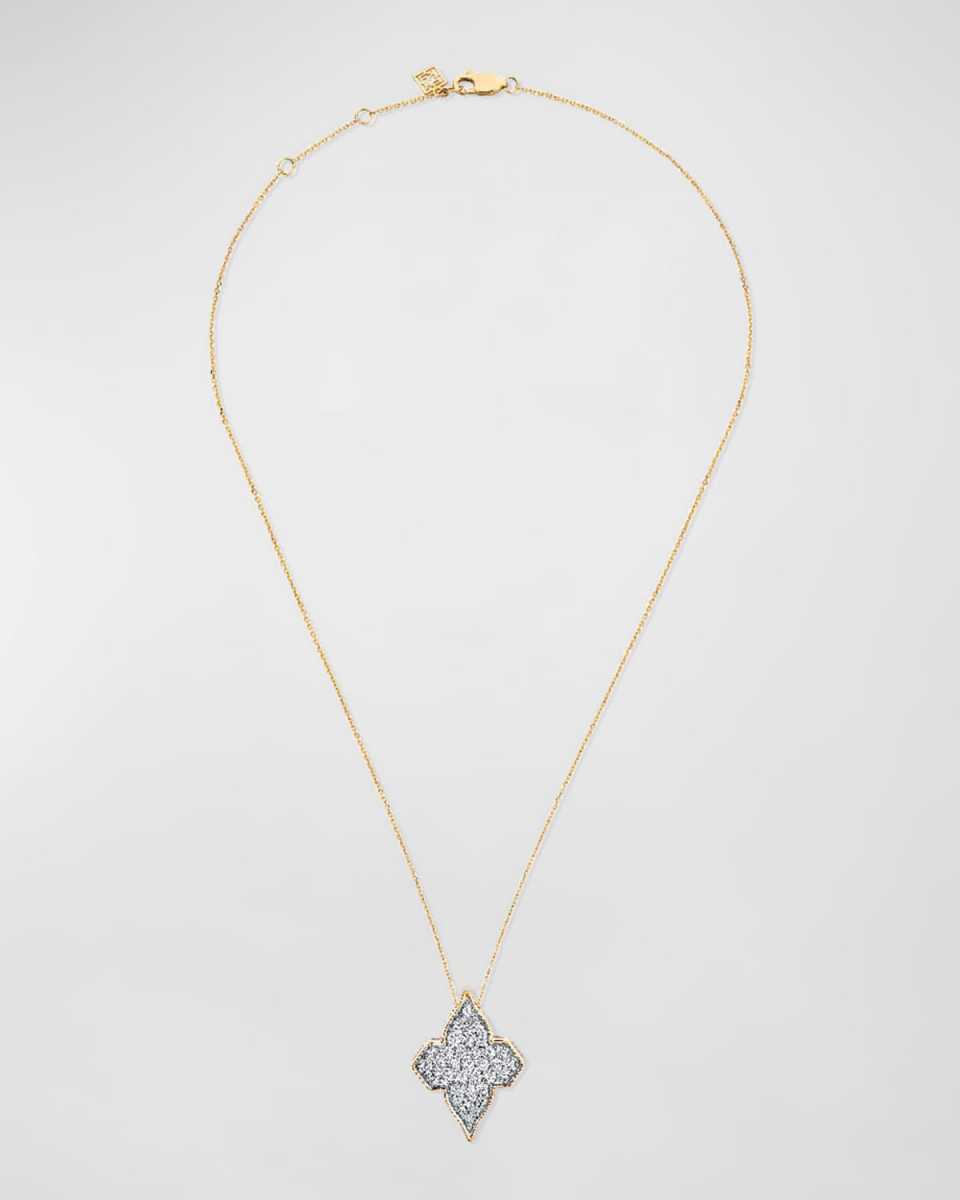 18K Yellow Gold Diamonds Minimalistic Pendant Necklace, 16-18"L