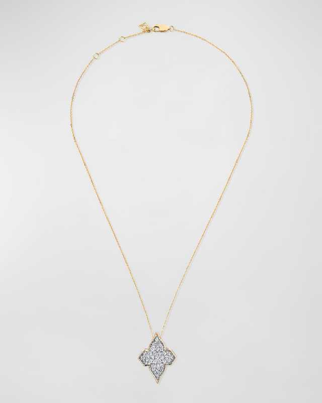 18K Yellow Gold Diamonds Minimalistic Pendant Necklace, 16-18"L