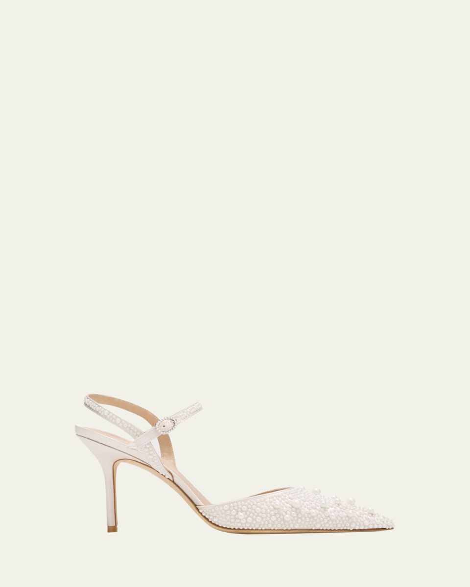 Bliss Pearly Pointed Satin Pumps