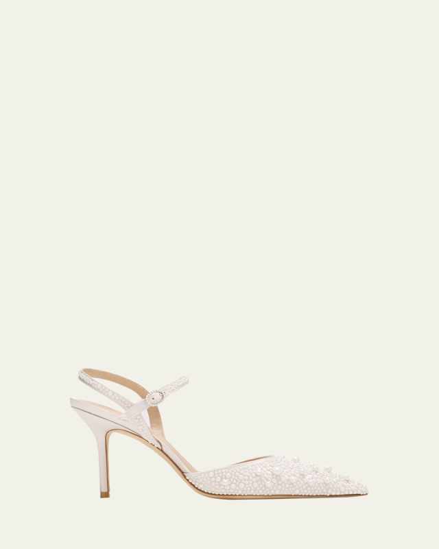 Bliss Pearly Pointed Satin Pumps