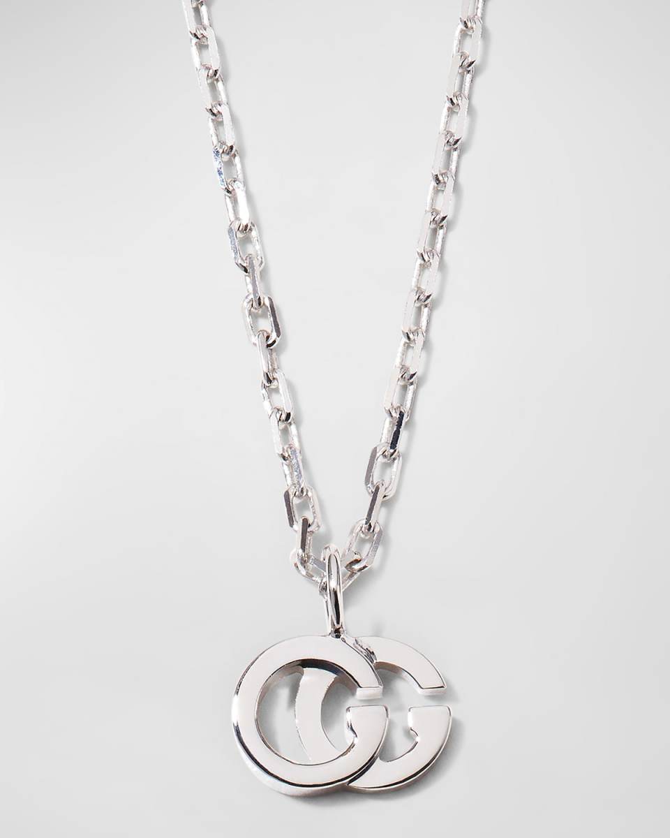 18k White Gold GG Running Necklace w/ Diamond