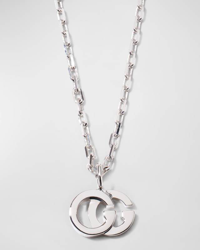 18k White Gold GG Running Necklace w/ Diamond